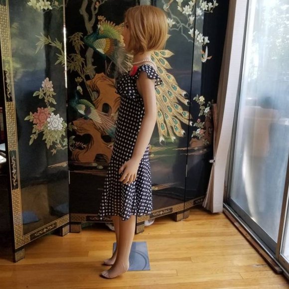 Size 6X Black White Polka Dot Short Sleeve Dress - Picture 4 of 4